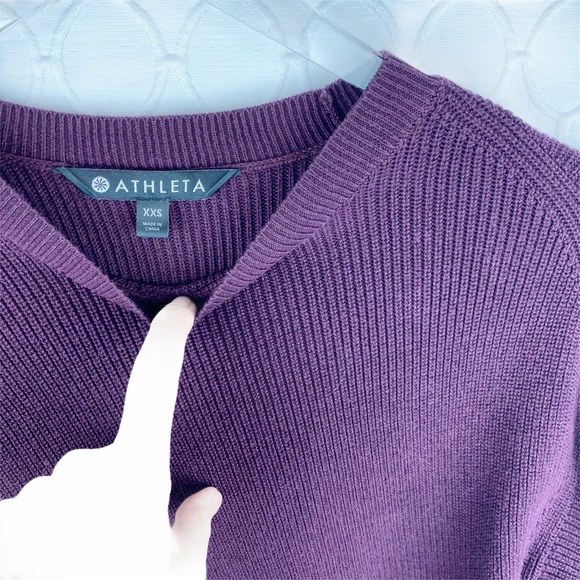 ATHLETA Purple Rest Day Asymmetrical Silk Blend Sweater XXS - Picture 4 of 7